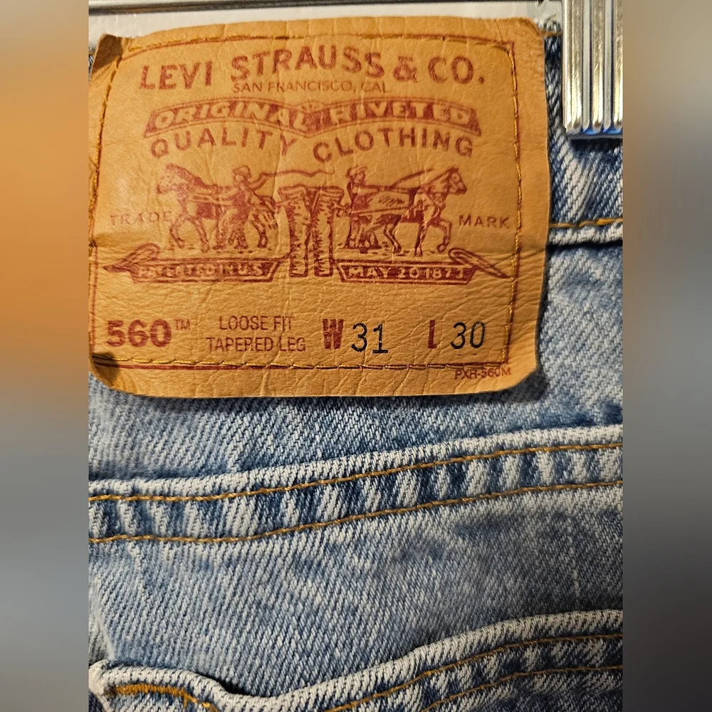 Vintage 90s Levis 560 Loose Fit Tapered Leg Denim Distressed Men's Size 31x30